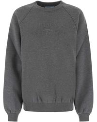 Prada - Grey Cotton Blend Oversize Sweatshirt - Lyst