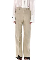 Ferragamo - Linen Blend Tailored Trousers - Lyst
