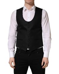 Dolce & Gabbana - Wool Single Breasted Waistcoat Vest Virgin Silk Polyester Clothing - Lyst