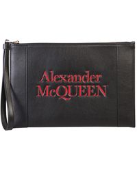 Womens Bags Clutches and evening bags Alexander McQueen Chain-crystal Embellished Clutch-bag in Black Save 28% 