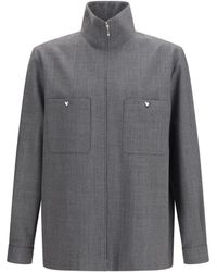 Valentino - Mouliné Wool Shirt Jacket Polyester; Ovis Aries - Lyst