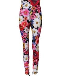 Dolce & Gabbana - Floral High Waist Leggings Pants - Lyst