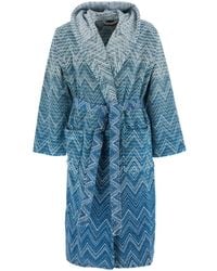 Missoni - Stone Bathrobe With Hood And All-Over Zigzag Motif - Lyst
