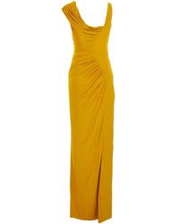 Versace - Sleeveless Long Dress With Medusa Plaque On The Front Draping - Lyst