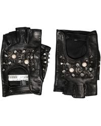 Dolce & Gabbana - Embellished Wrist Length Mitten Gloves Genuine Leather - Lyst