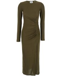 Isabel Marant - 'Jelina' Midi Dress With Round Neck And Ruched Details - Lyst
