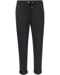 Brunello Cucinelli - Cotton-silk Fleece Trousers With Shiny Pocket - Lyst