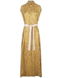 Fabiana Filippi - Printed Mandarin Silk Satin Long Shirt Dress - Lyst