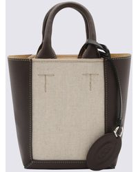 Tod's - Brown And Beige Leather And Canvas Double Up Tote Bag - Lyst