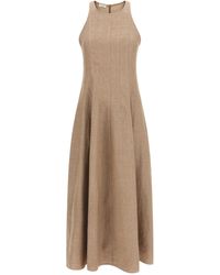 Brunello Cucinelli - Linen Long Dress - Lyst