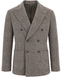 L.B.M. 1911 - Double-Breasted Prince Of Wales Blazer Wool Jacket - Lyst