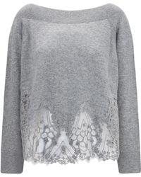 Ermanno Scervino - Boat Neck Lace Sweater Kashmir/Capra Hircus - Lyst