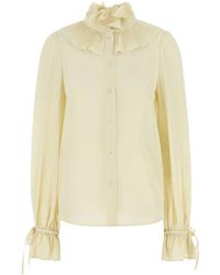 Valentino Garavani - Cream Crepe Shirt - Lyst