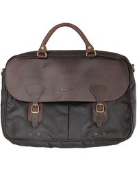 Barbour - Waxed Cotton And Leather Briefcase - Lyst