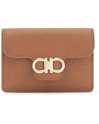 Ferragamo - Gancini Keychain Calf Leather Bos Taurus Wallet - Lyst
