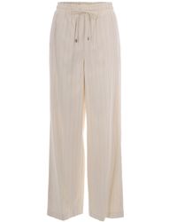 Liu Jo - Cream Stripe Pinstriped Trousers - Lyst