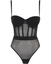 Elisabetta Franchi - Tulle Crêpe Bodysuit - Lyst