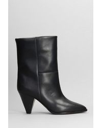 Isabel Marant - Rouxa High Heels Ankle Boots In Black Leather - Lyst