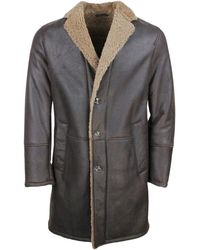 Barba Napoli - Single-Breasted Shearling Sheepskin Coat With Button Closure And Side Pockets - Lyst