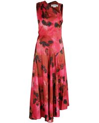 Victoria Beckham - Sleeveless Draped Midi Dress - Lyst