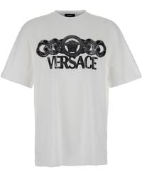 Versace - Short-Sleeved T-Shirt With Embossed Medusa Design - Lyst