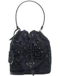 Prada - Crystals Re-Nylon Mini Bucket Bag - Lyst