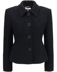 Chloé - Cropped Single-Breasted Blazer With Fabric Buttons Blazers & Vests - Lyst