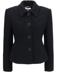 Chloé - Cropped Single-Breasted Blazer With Fabric Buttons Blazers & Vests - Lyst