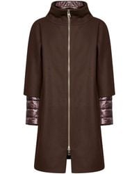 Herno - Dark Chocolate Ecowool And Ultralight Nylon Coat - Lyst