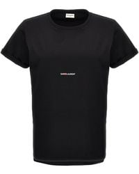 Saint Laurent - Logo Cotton T-Shirt - Lyst