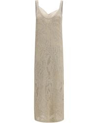 Brunello Cucinelli - Dazzling Water Lillies Dress Linen; Cotton - Lyst