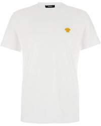Versace - Crewneck T-Shirt With Medusa Embroidery On The Front - Lyst