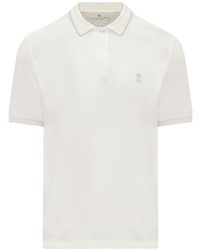 Brunello Cucinelli - Cotton Piquet Polo With Embroidered Logo - Lyst