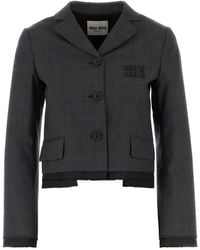 Miu Miu - Embroidered Wool Blazer - Lyst