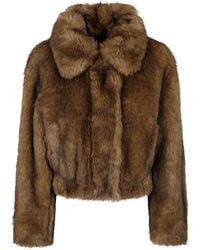 Stand Studio - Lena Jacket Faux Fur Natural Fox 55 Cm - Lyst