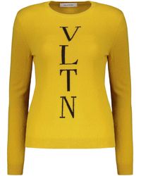 Valentino - Mustard Wool Crewneck Sweater - Lyst