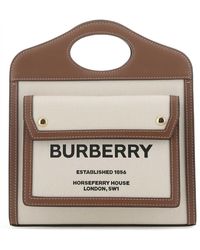 Burberry - Two-Tone Canvas And Leather Mini Pocket Handbag - Lyst