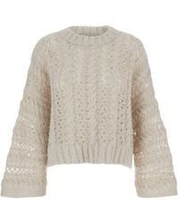 Antonelli - Crewneck Sweater With Braided Knit Detail - Lyst