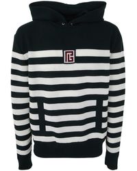 Balmain - Pb Stripe Wool Hooded Sweater - Lyst