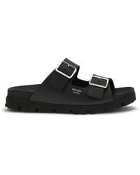 Prada - Calf Leather Bos Taurus Flat Sandals - Lyst