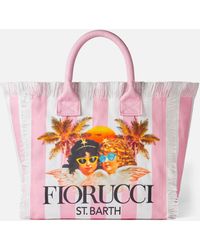 Mc2 Saint Barth - Vanity Canvas Shoulder Bag With And Stripes And Fiorucci Angels Print Fiorucci Special Edition - Lyst