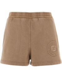 Fendi - Stylish Cotton Mini Shorts With Artistic Waistband - Lyst