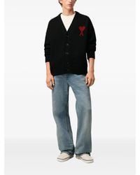 Ami Paris - Ami De Coeur Wool Cardigan - Lyst