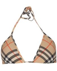 Burberry - Check-Pattern Halterneck Bikini Top - Lyst