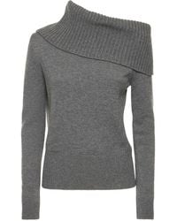 Michael Kors - Dark Sweater With Asymmetrical Collar - Lyst