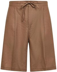 Hevò - Taupe Linen Blend Torre Lapillo Bermuda Shorts - Lyst