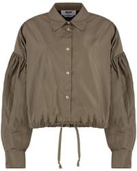 MSGM - Taffeta Balloon Sleeve Shirt Polyester - Lyst