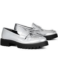 Tory Burch - Mirrored Metallic Classic Logo Lug Loafers Shoes Flats - Lyst