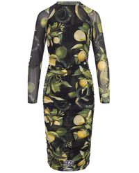 Roberto Cavalli - Midi Stretch Dress With Lemons Print - Lyst
