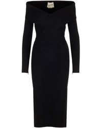 Roland Mouret - Viscose Ribbed Bodycon Midi Dress - Lyst